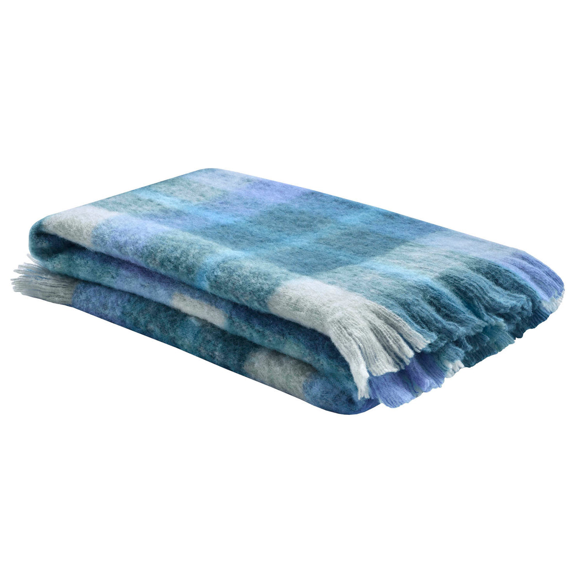 Bluebellgray Highland Check Sea Blue Wool Throw