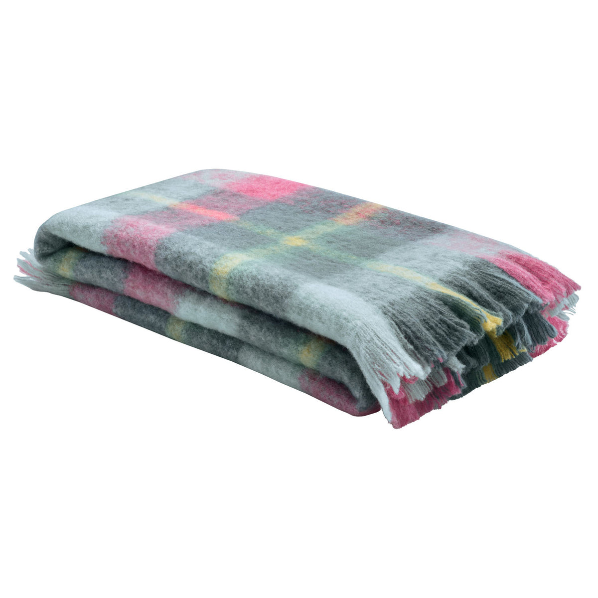 Bluebellgray Highland Check Teal Pink Wool Throw