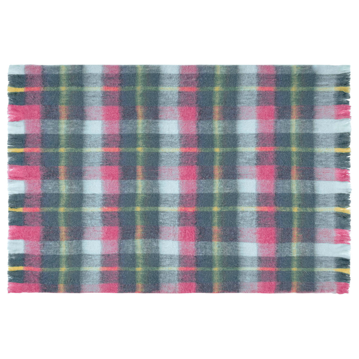 Bluebellgray Highland Check Teal Pink Wool Throw