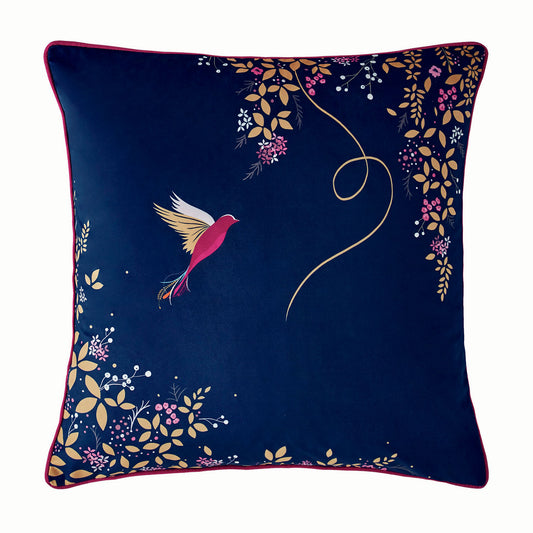 Sara Miller Hummingbird Navy Velvet Feather Cushion (50cm x 50cm)