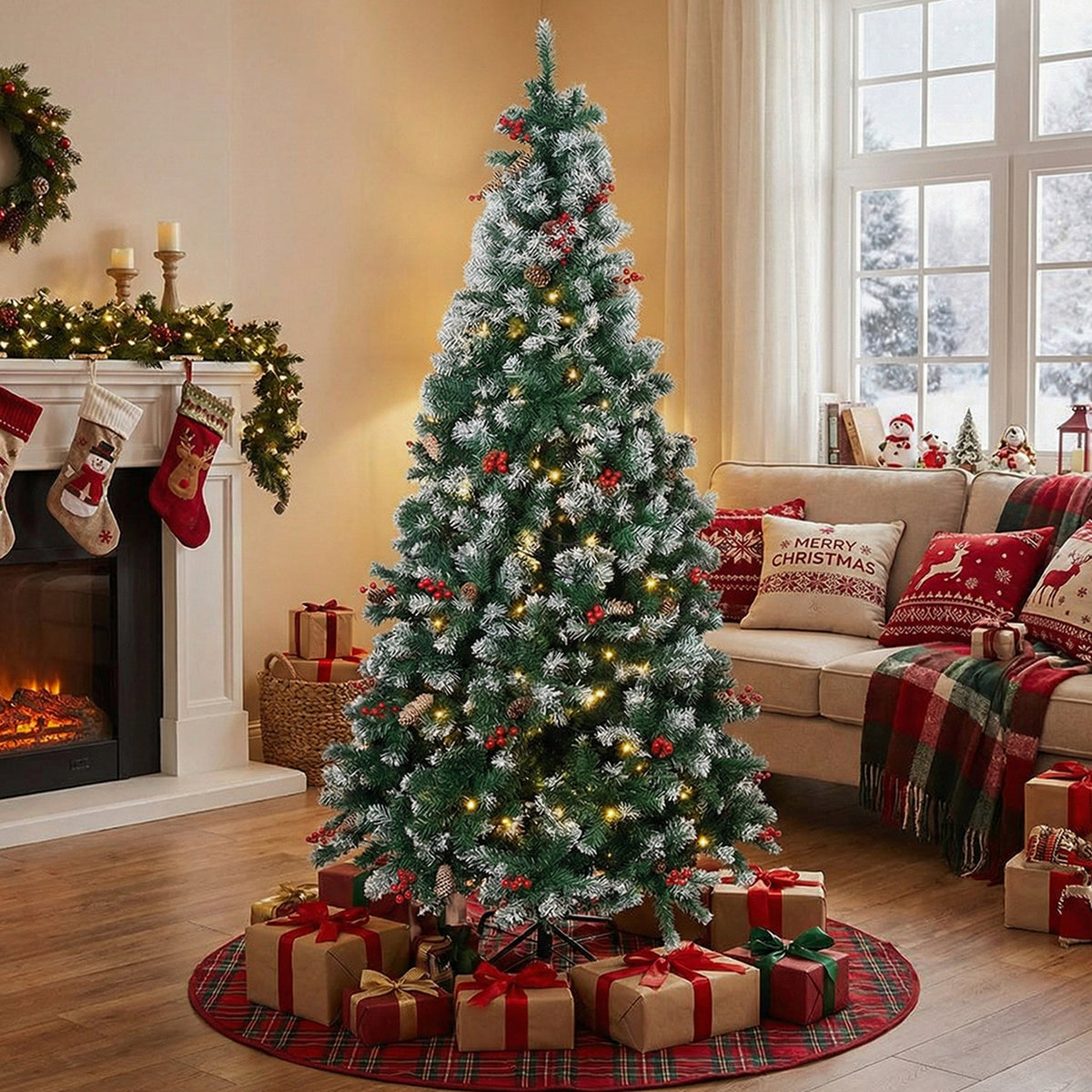 Metal Stand LED Artificial Christmas Tree 6.8ft