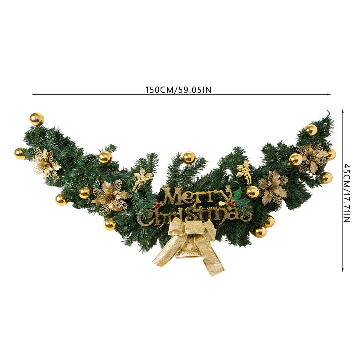 Christmas Wreath with Gold Flowers and Pinecone