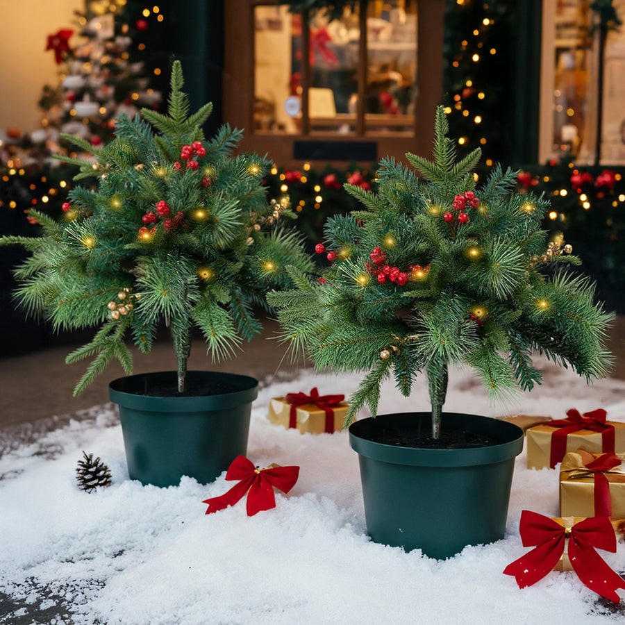 Pre-Lit Artificial Christmas Tree Urn Filler 2 Pack