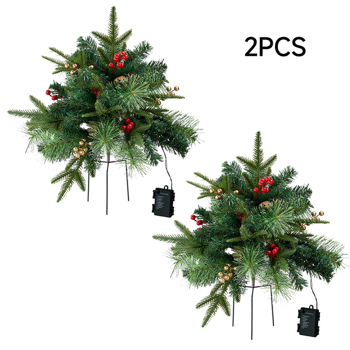 Pre-Lit Artificial Christmas Tree Urn Filler 2 Pack