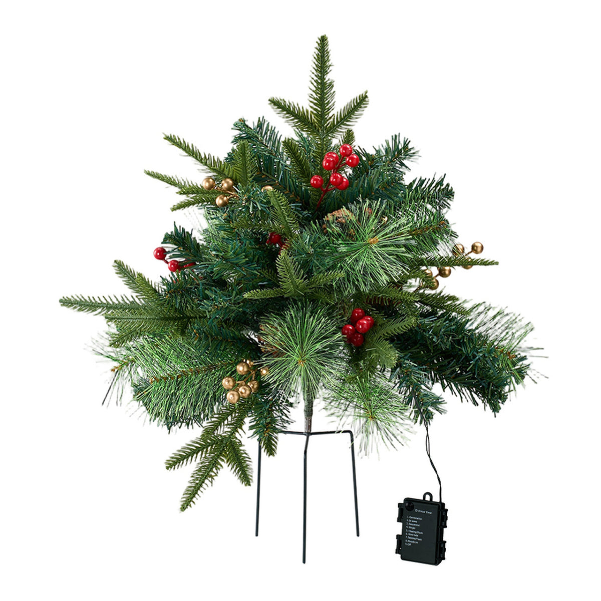 Pre-Lit Artificial Christmas Tree Urn Filler 2 Pack