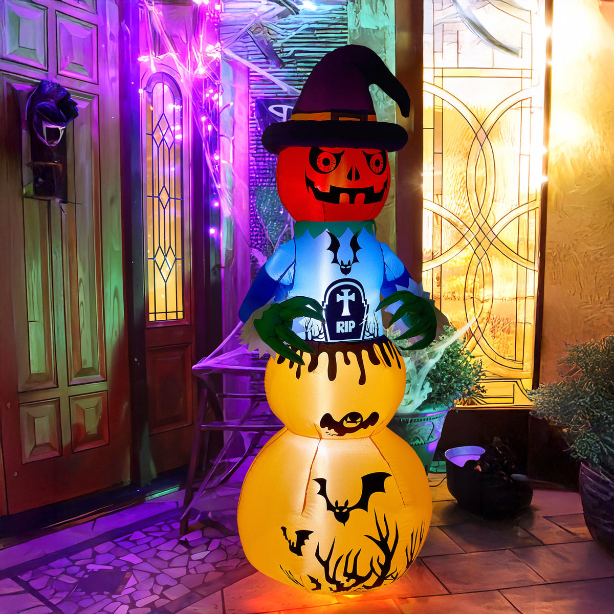 Inflatable Halloween LED Stacked Pumpkin Ghost 6ft