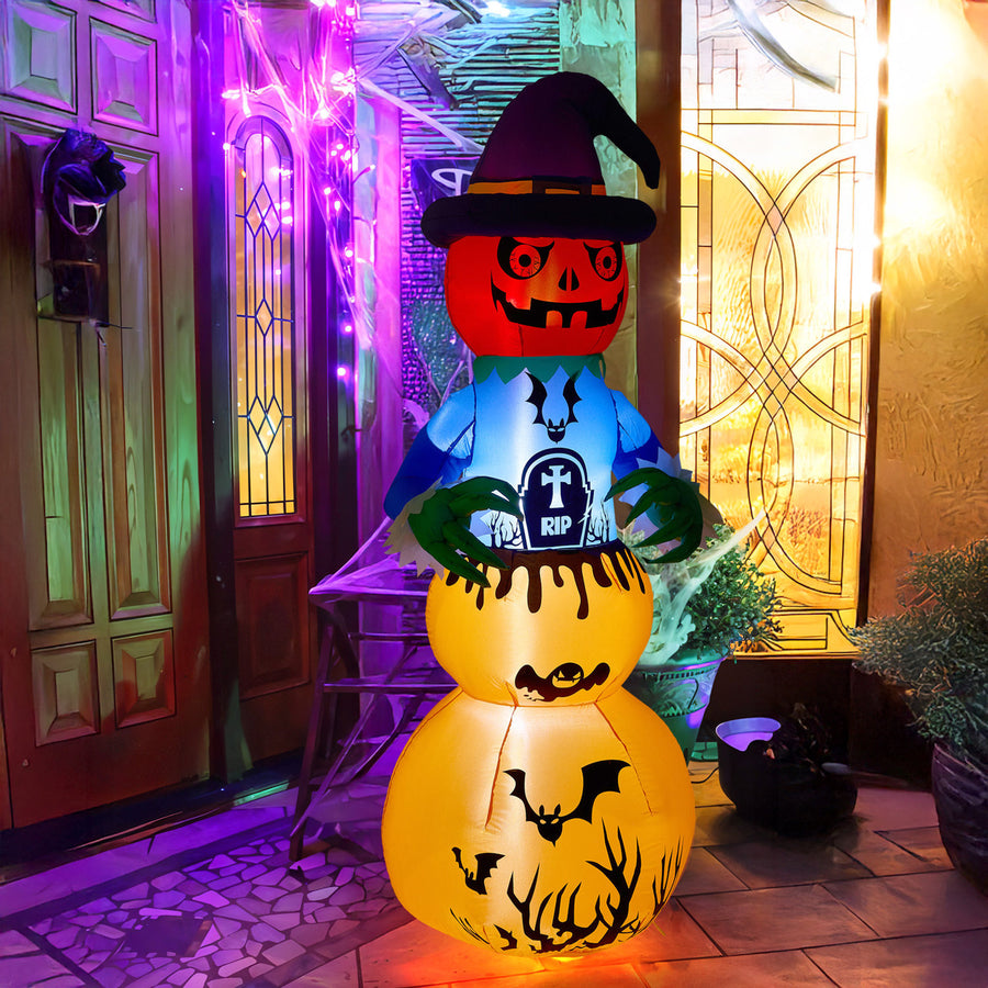 Inflatable Halloween LED Stacked Pumpkin Ghost 6ft