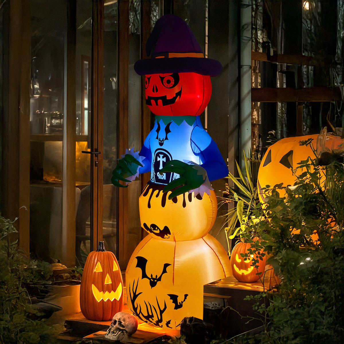 Inflatable Halloween LED Stacked Pumpkin Ghost 6ft
