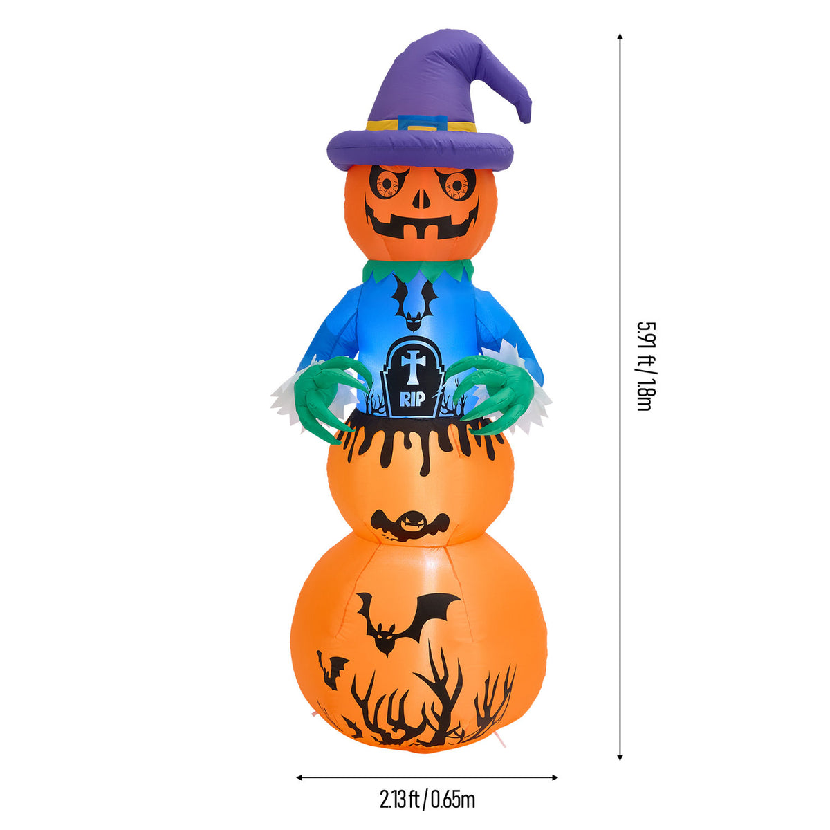 Inflatable Halloween LED Stacked Pumpkin Ghost 6ft