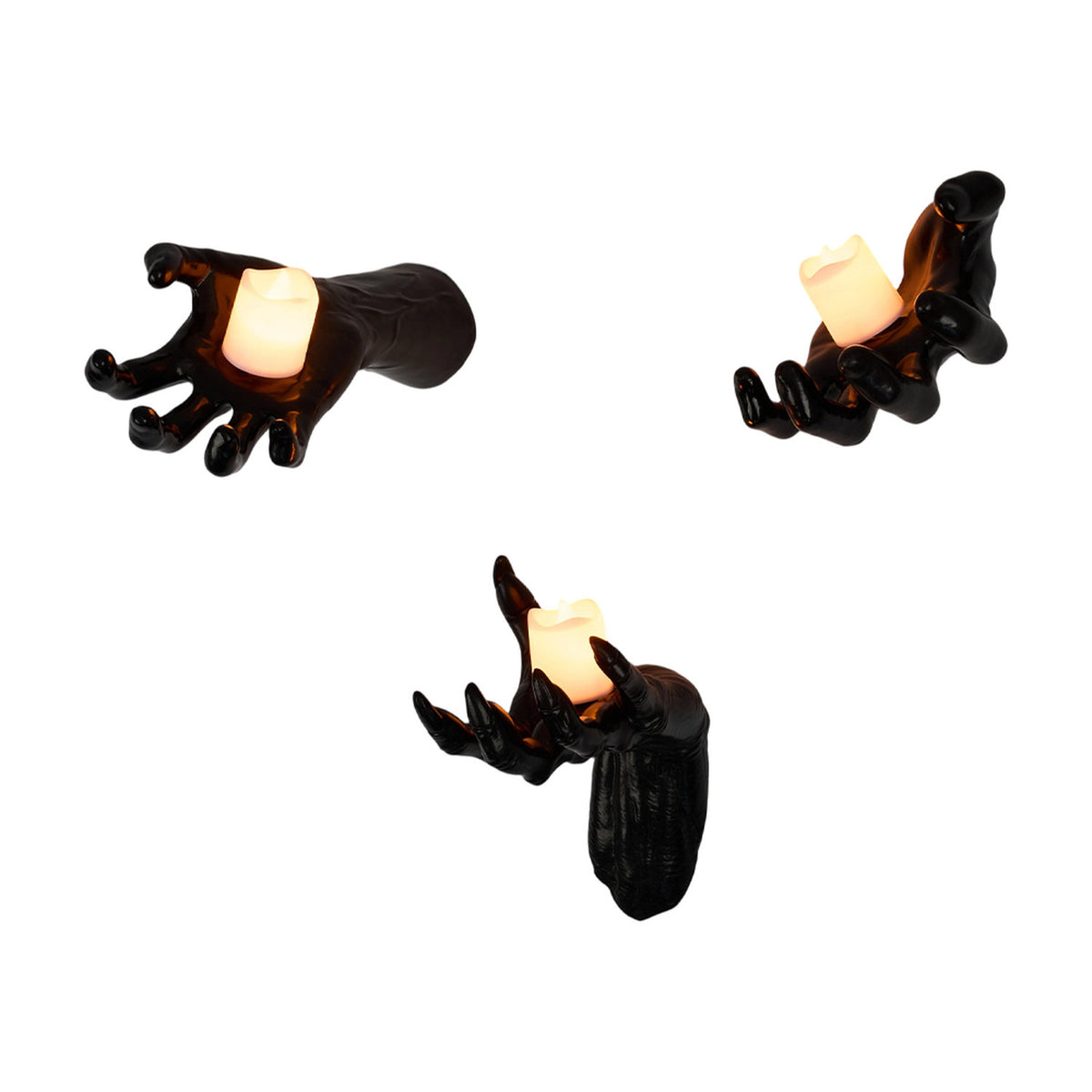 Halloween Black Reaching Hands with LED Lights 3 Piece