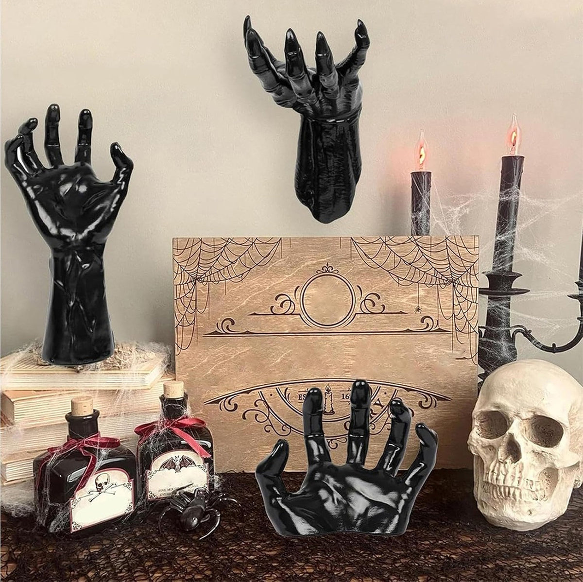 Halloween Black Reaching Hands with LED Lights 3 Piece