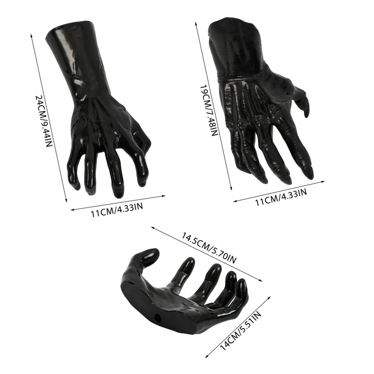 Halloween Black Reaching Hands with LED Lights 3 Piece