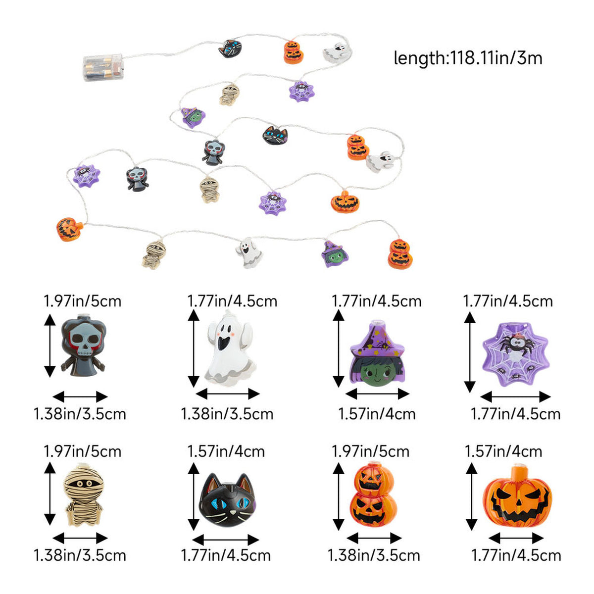 Spooky Icons Halloween String Lights 20 LED 3m