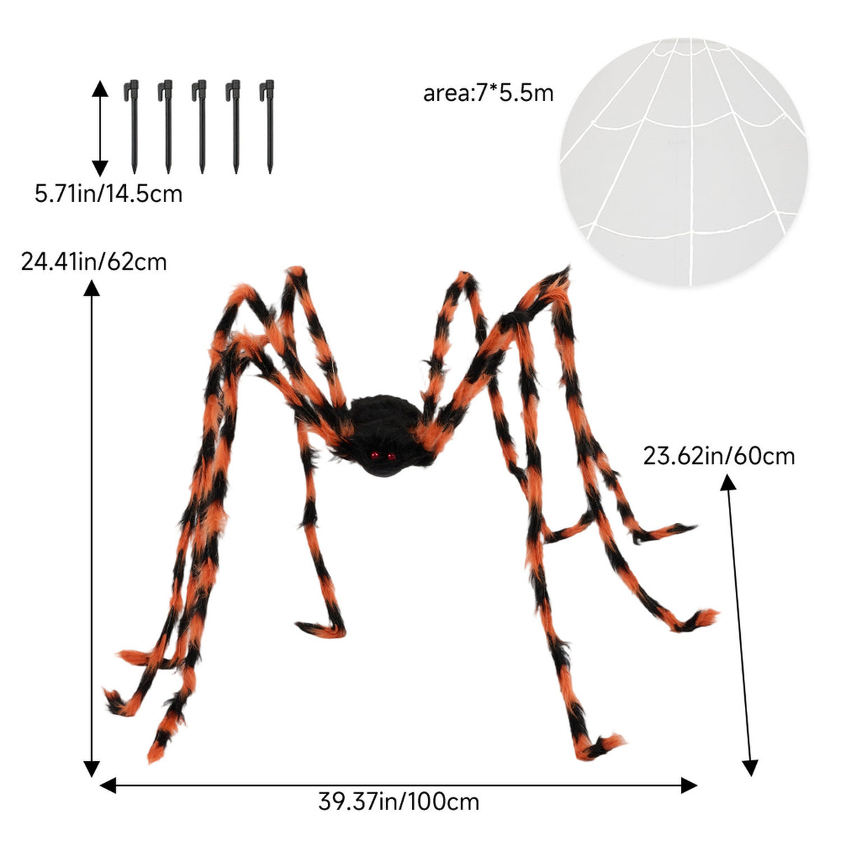 Halloween Spider Web with Scary Spider 100 x 60cm