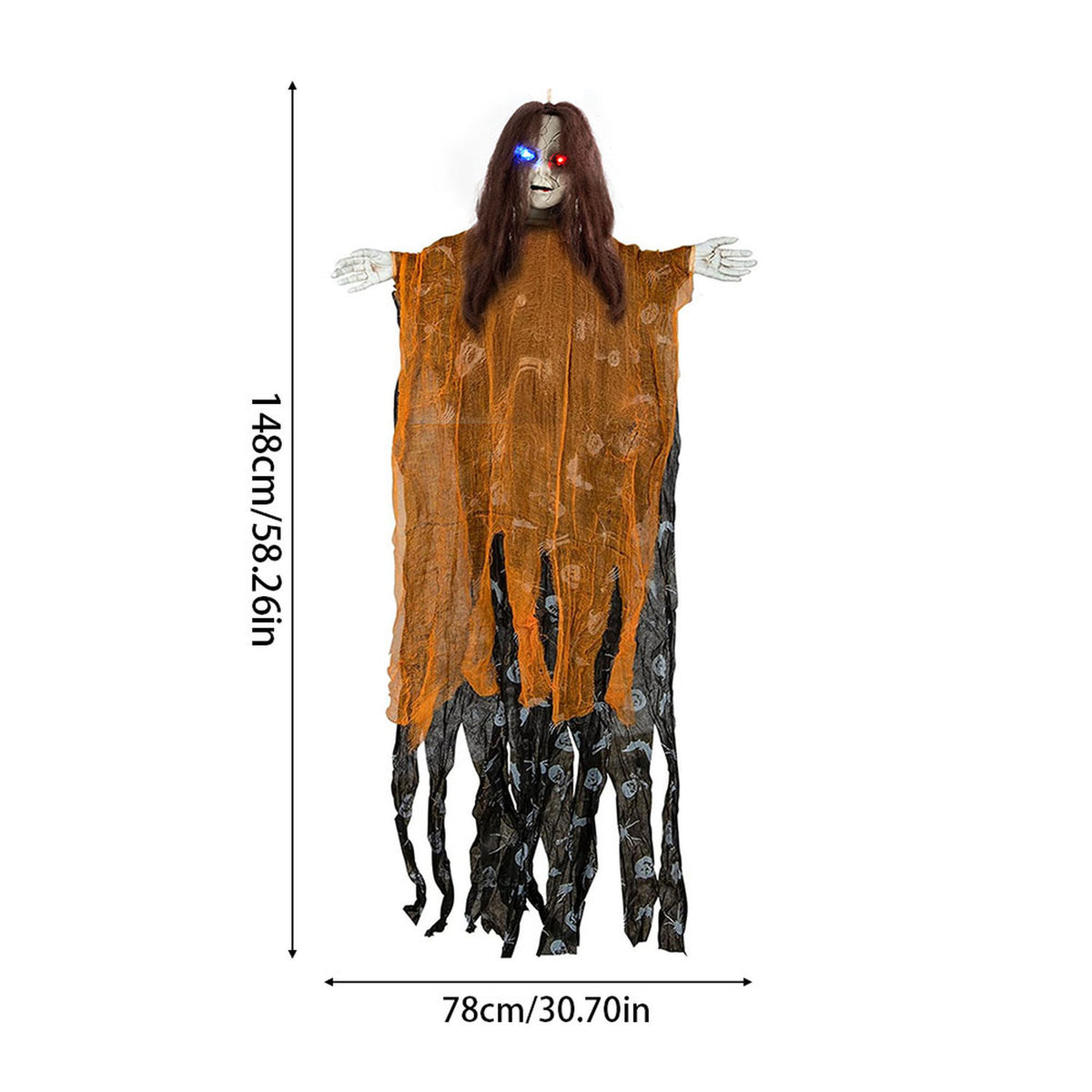 Spooky Halloween Hanging LED Ghost 148cm