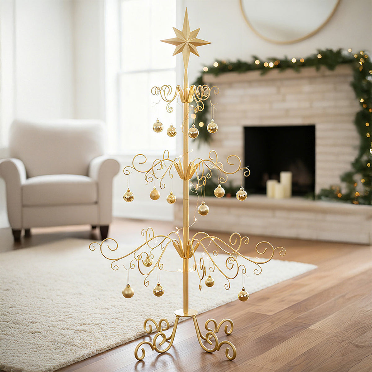 Gold Metal Christmas Ornament Display Stand 90cm
