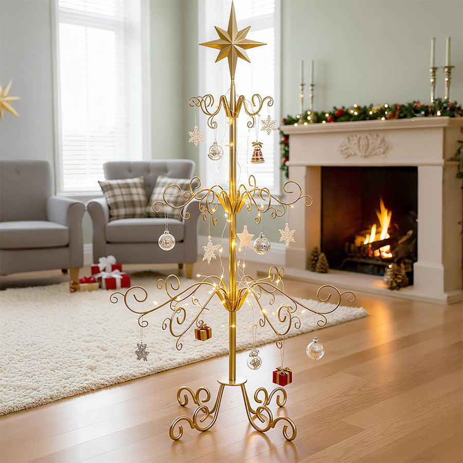 Gold Metal Christmas Ornament Display Stand 90cm