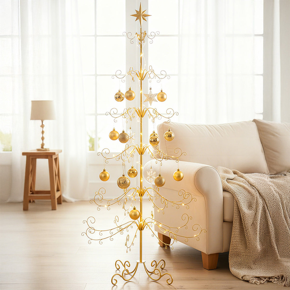Gold Metal Christmas Ornament Display Stand 180cm