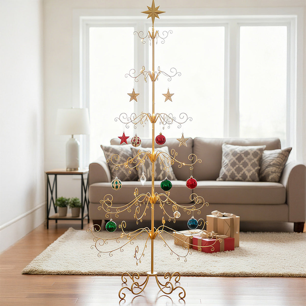 Gold Metal Christmas Ornament Display Stand 180cm
