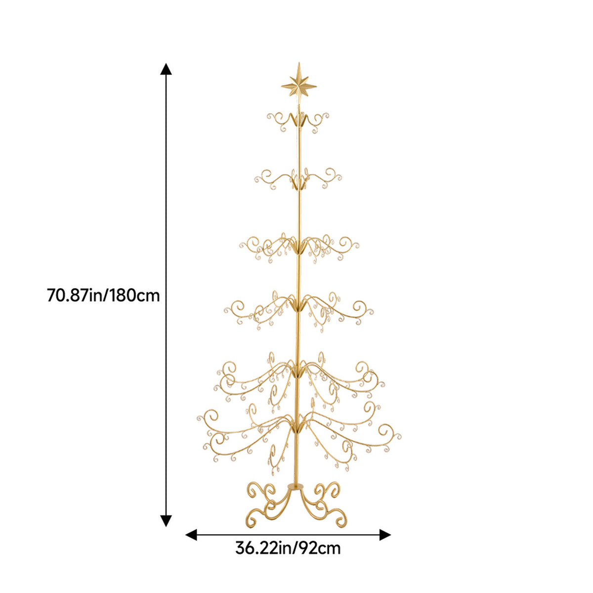 Gold Metal Christmas Ornament Display Stand 180cm