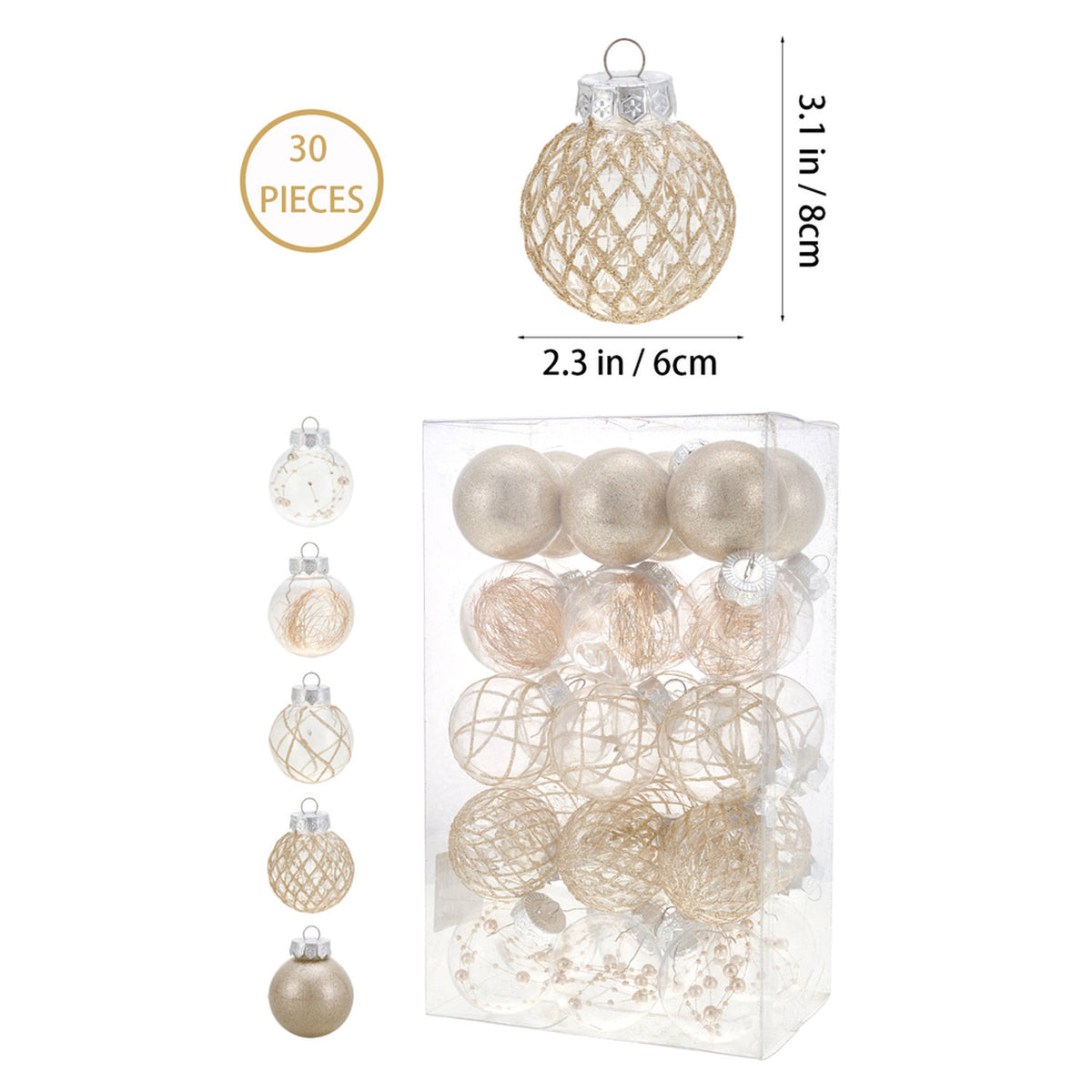 Christmas Baubles Champagne 30 Pack