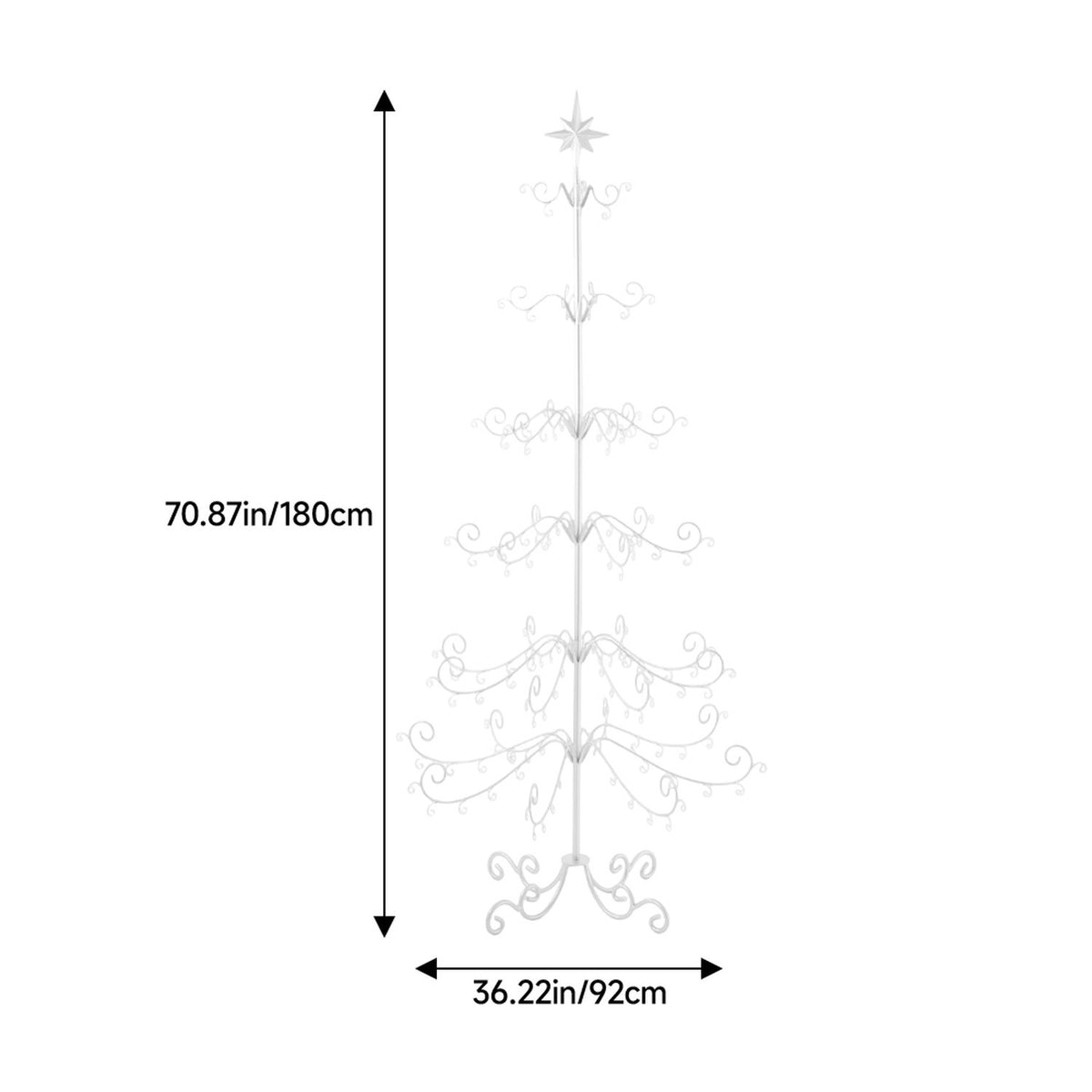 Metal Christmas Tree Ornament White Display Stand 5.9ft