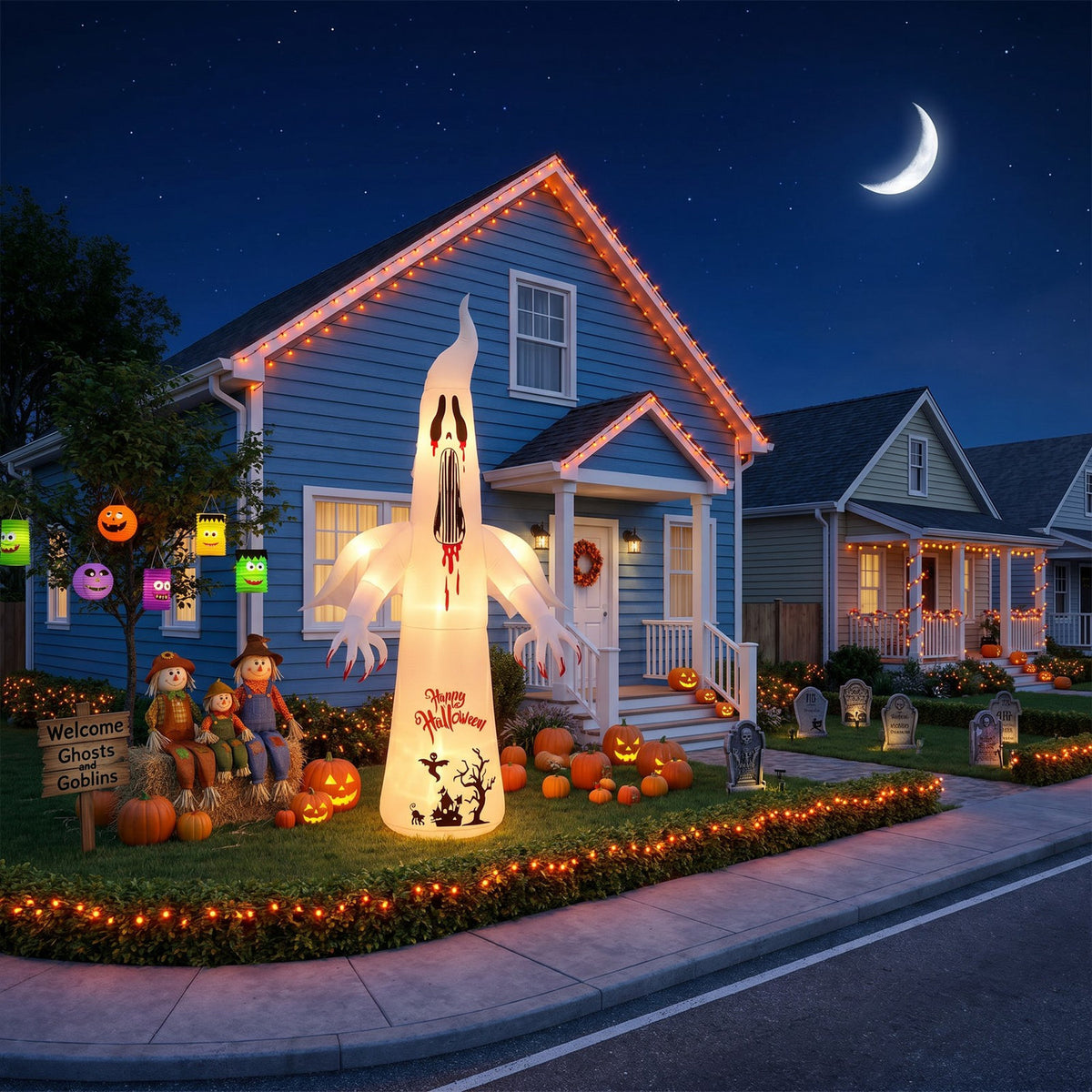 Inflatable Halloween LED Scream Ghost Decor 10.2ft