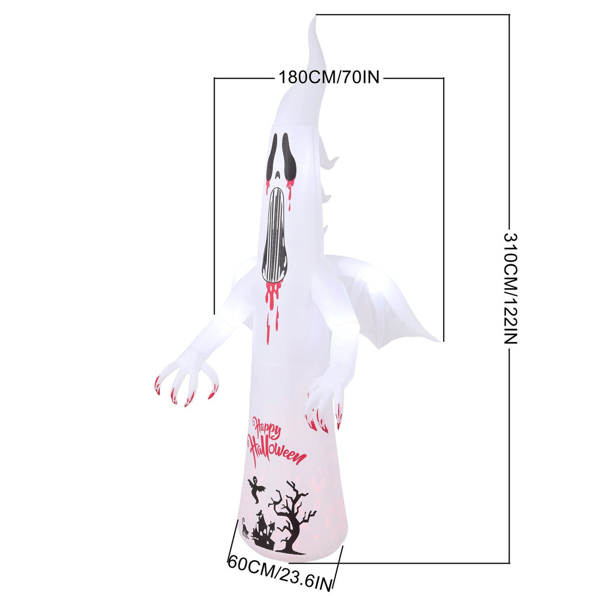 Inflatable Halloween LED Scream Ghost Decor 10.2ft