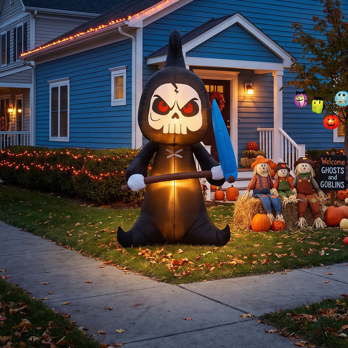 Inflatable Halloween LED Grim Reaper Decor 6.6ft