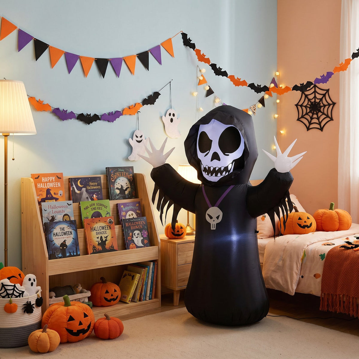 Inflatable Halloween LED Grim Reaper Decor 5ft