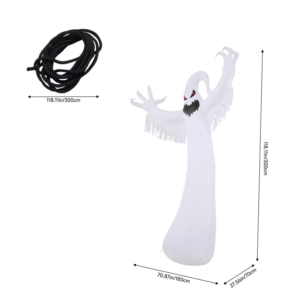 Inflatable Halloween LED Ghost Decor 9.8ft