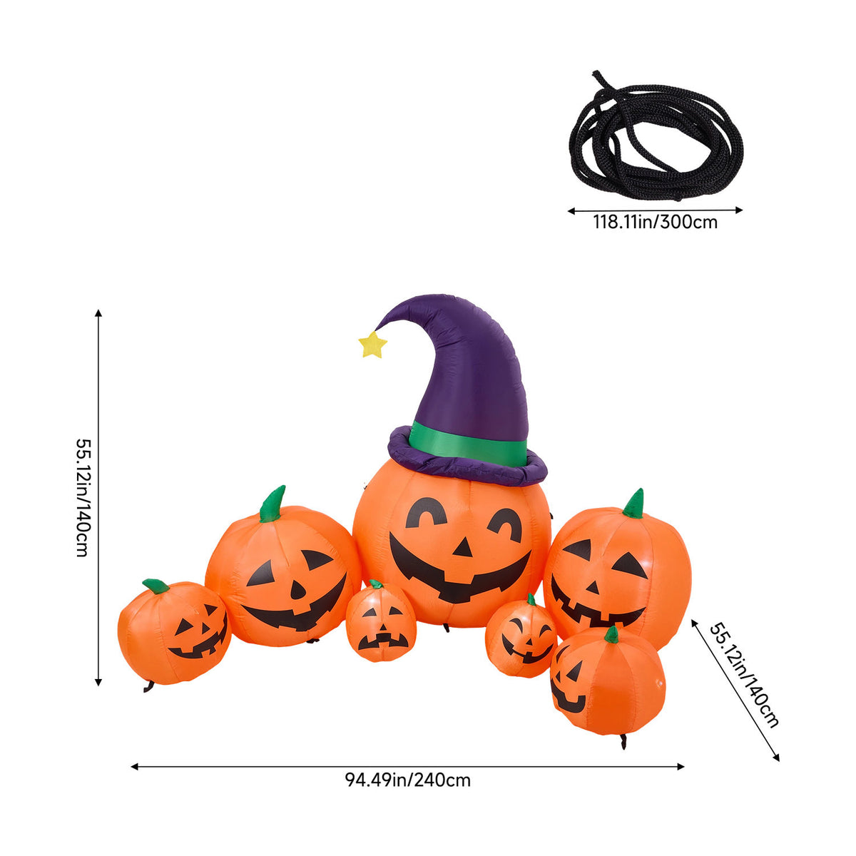 Inflatable Halloween LED Pumpkins Decor 4.6ft