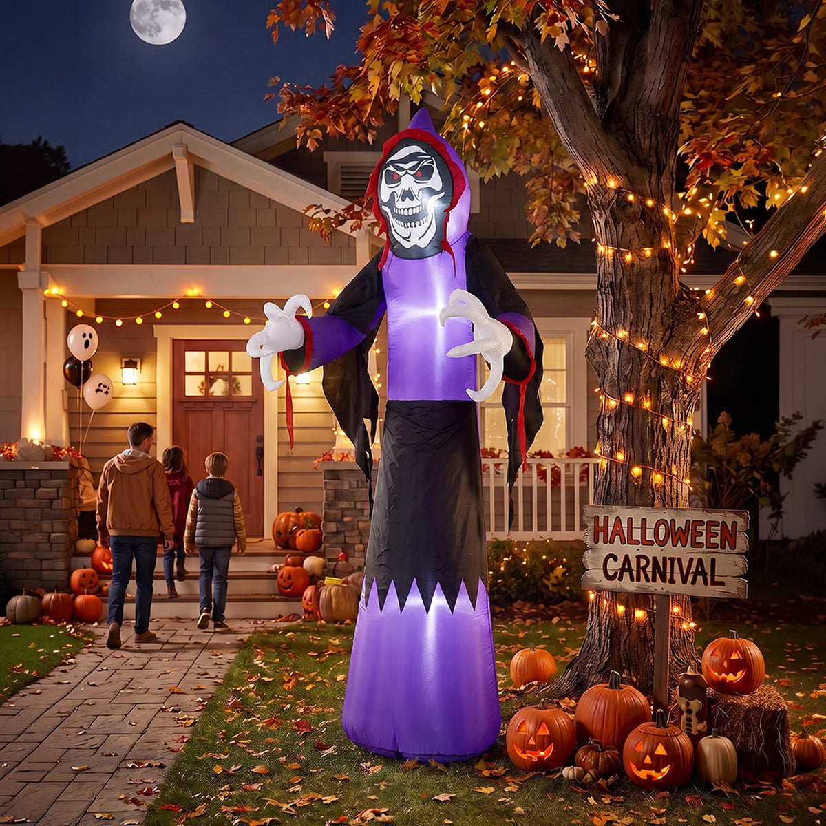 Inflatable Halloween LED Grim Reaper Decor 11.8ft