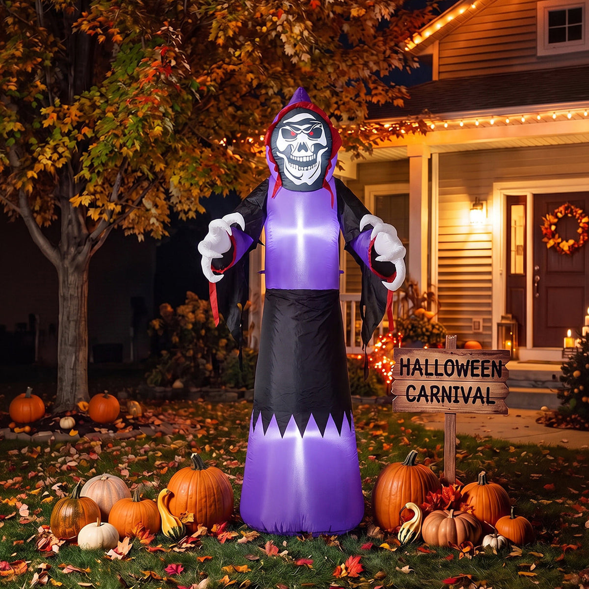 Inflatable Halloween LED Grim Reaper Decor 11.8ft