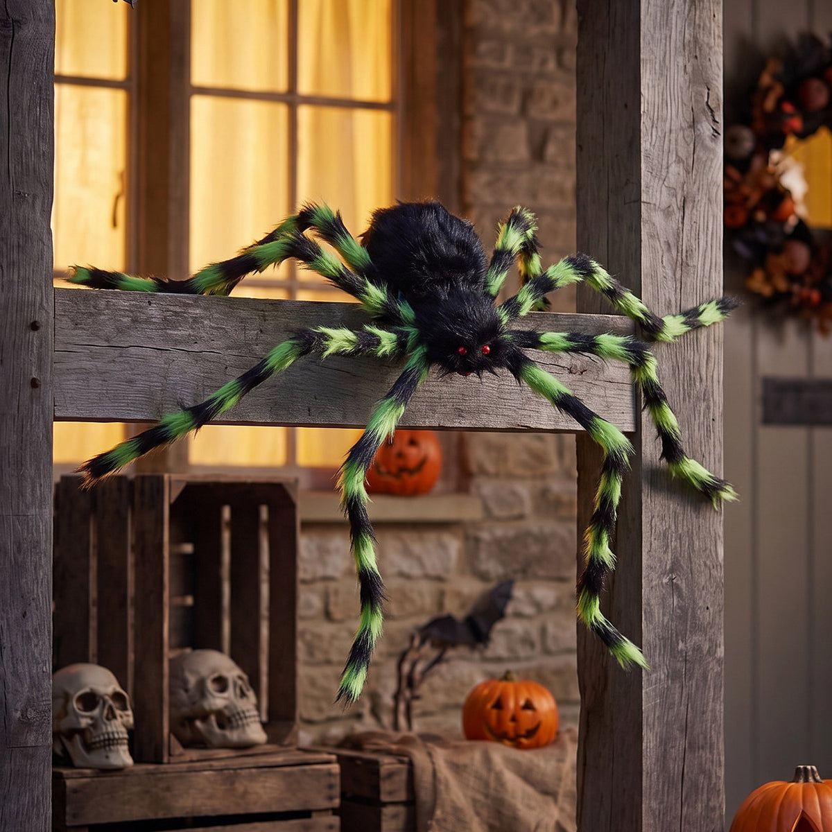 Halloween Hanging Spider Light Green 125cm
