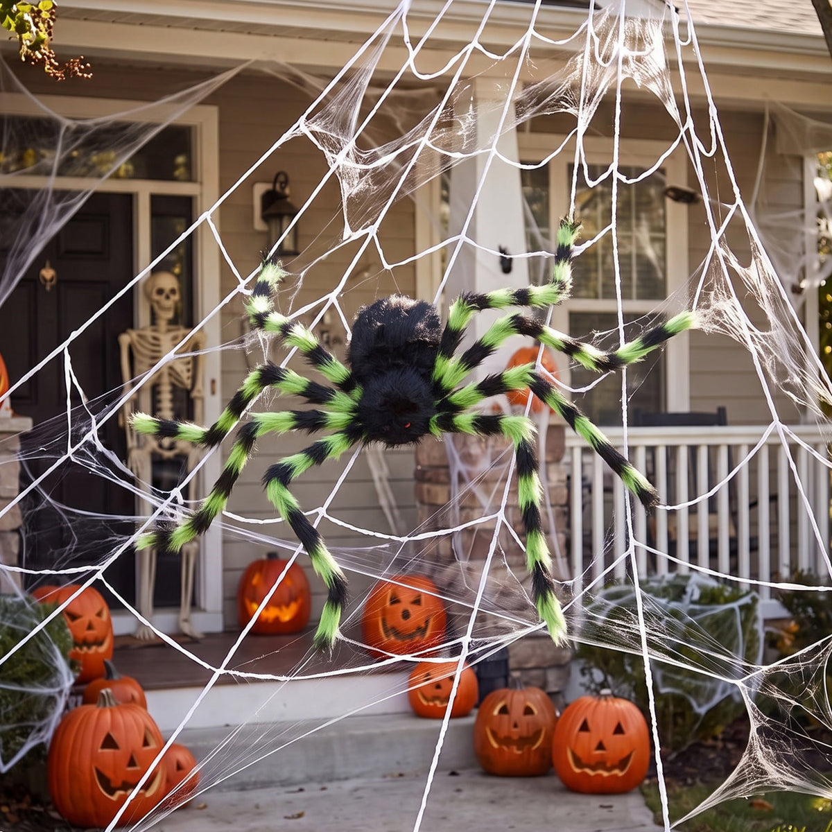 Halloween Hanging Spider Light Green 125cm