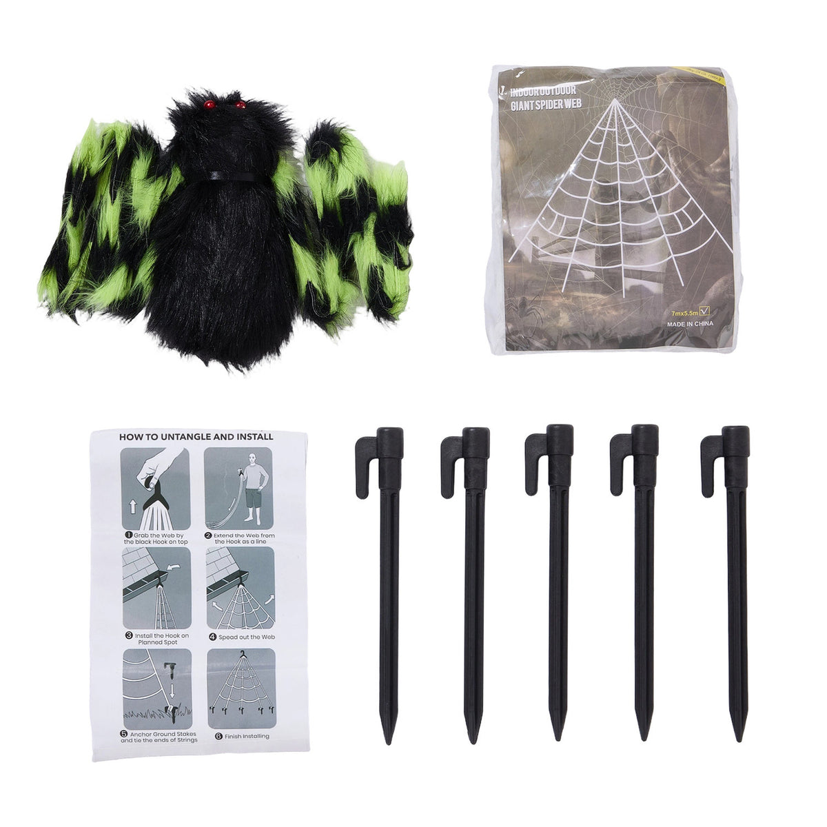 Halloween Hanging Spider Light Green 125cm