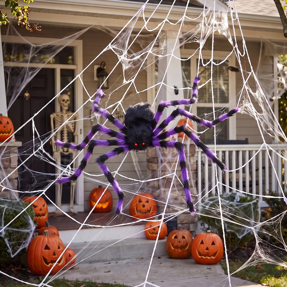 Halloween Purple Hanging Spider Decor 125cm