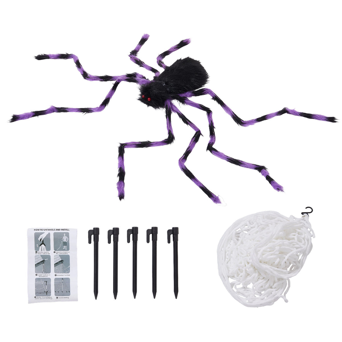 Halloween Purple Hanging Spider Decor 125cm