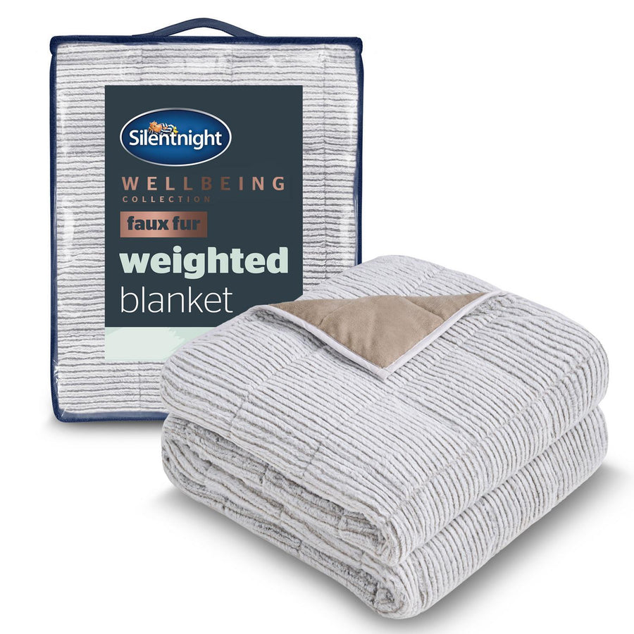 Silentnight White Faux Fur Adult Weighted Blanket 6.8kg
