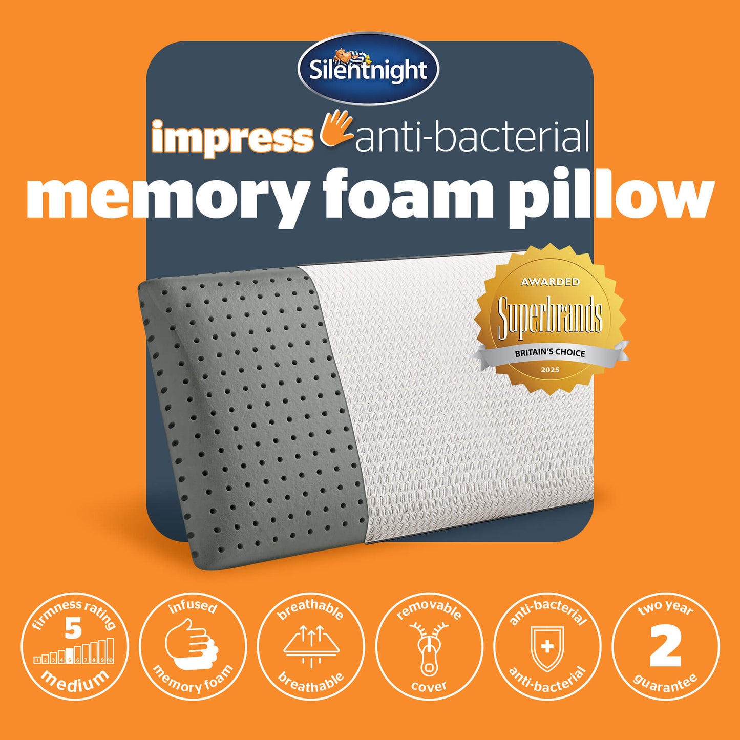 Silentnight Impress Memory Foam Carbon Anti Allergy Pillow