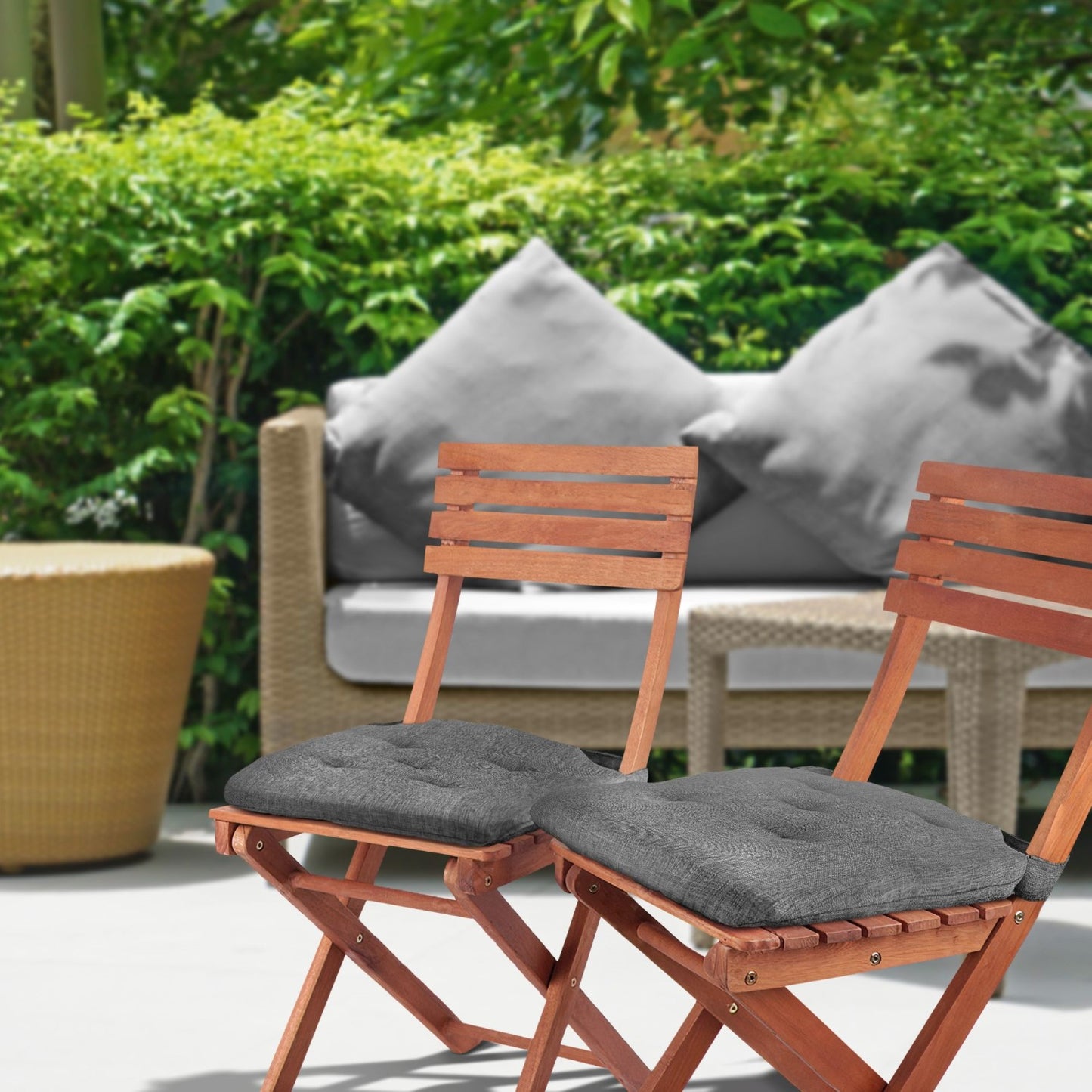 Jardin Charcoal Grey Waterproof Indoor Outdoor Seat Pad Pair (40cm x 40cm)