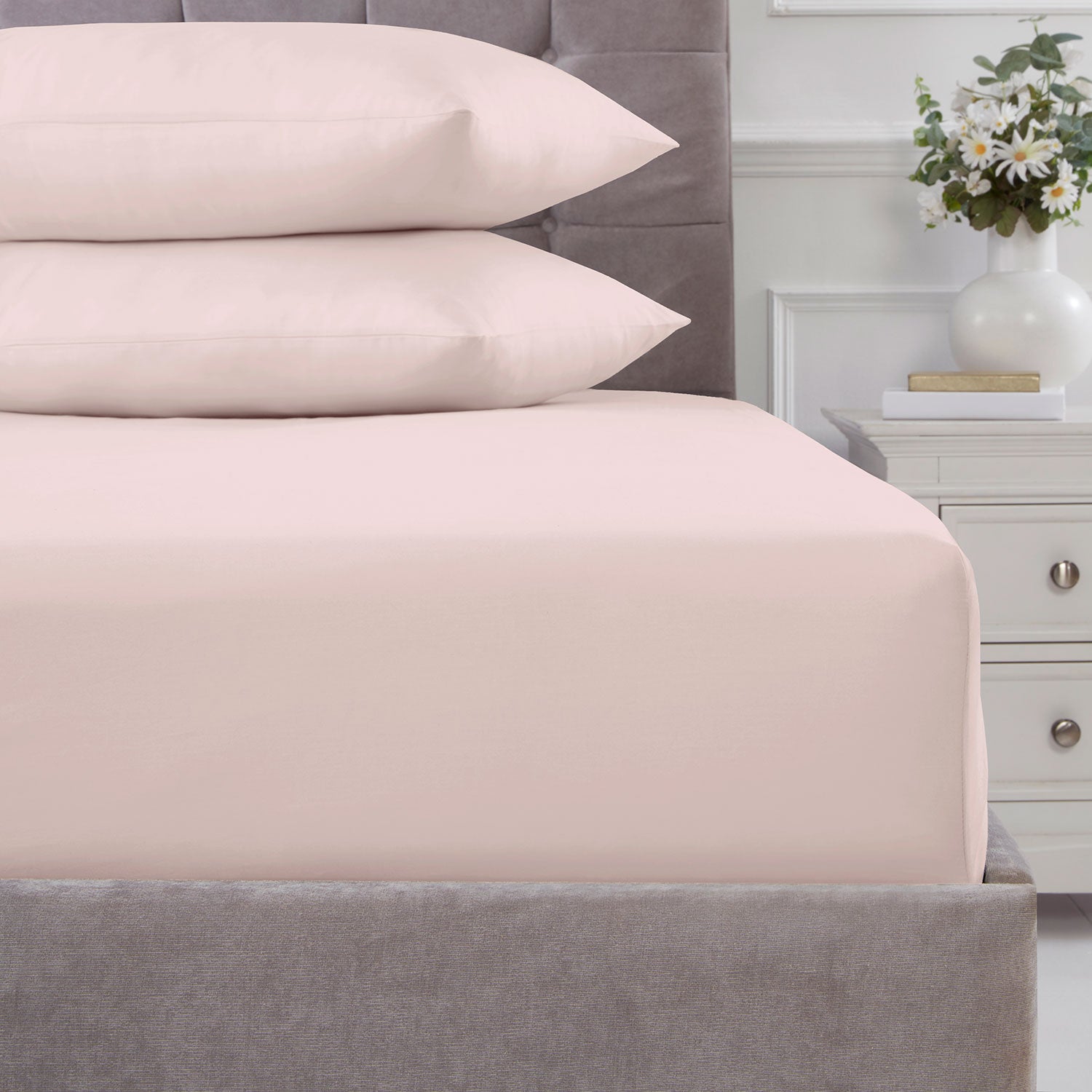 100% Cotton 180TC Blush Pink Deep Fitted Sheet – Julian Charles Home