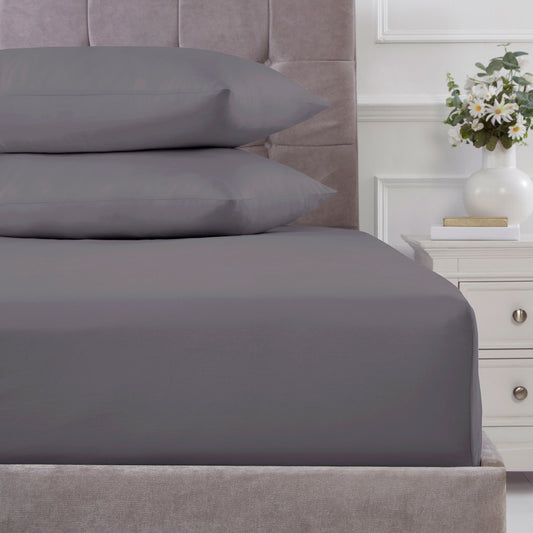 100% Cotton 180TC Charcoal Grey Deep Fitted Sheet