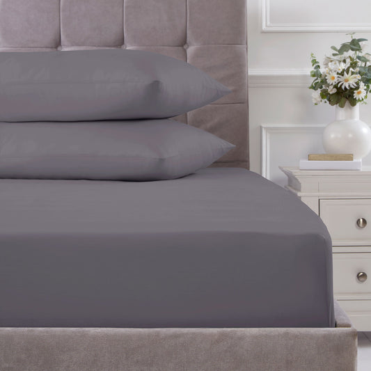 100% Cotton 180TC Charcoal Grey Fitted Sheet