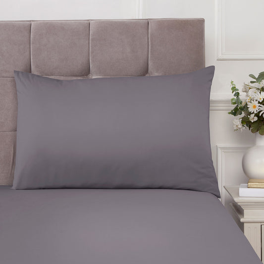 100% Cotton 180TC Charcoal Grey Housewife Pillowcase Pair