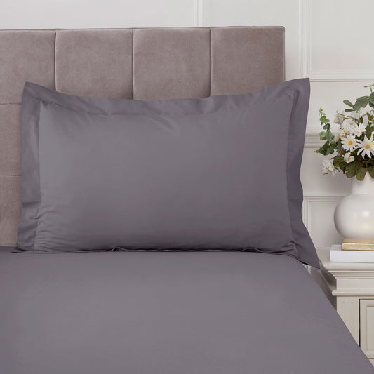 100% Cotton 180TC Charcoal Grey Oxford Pillowcase Pair