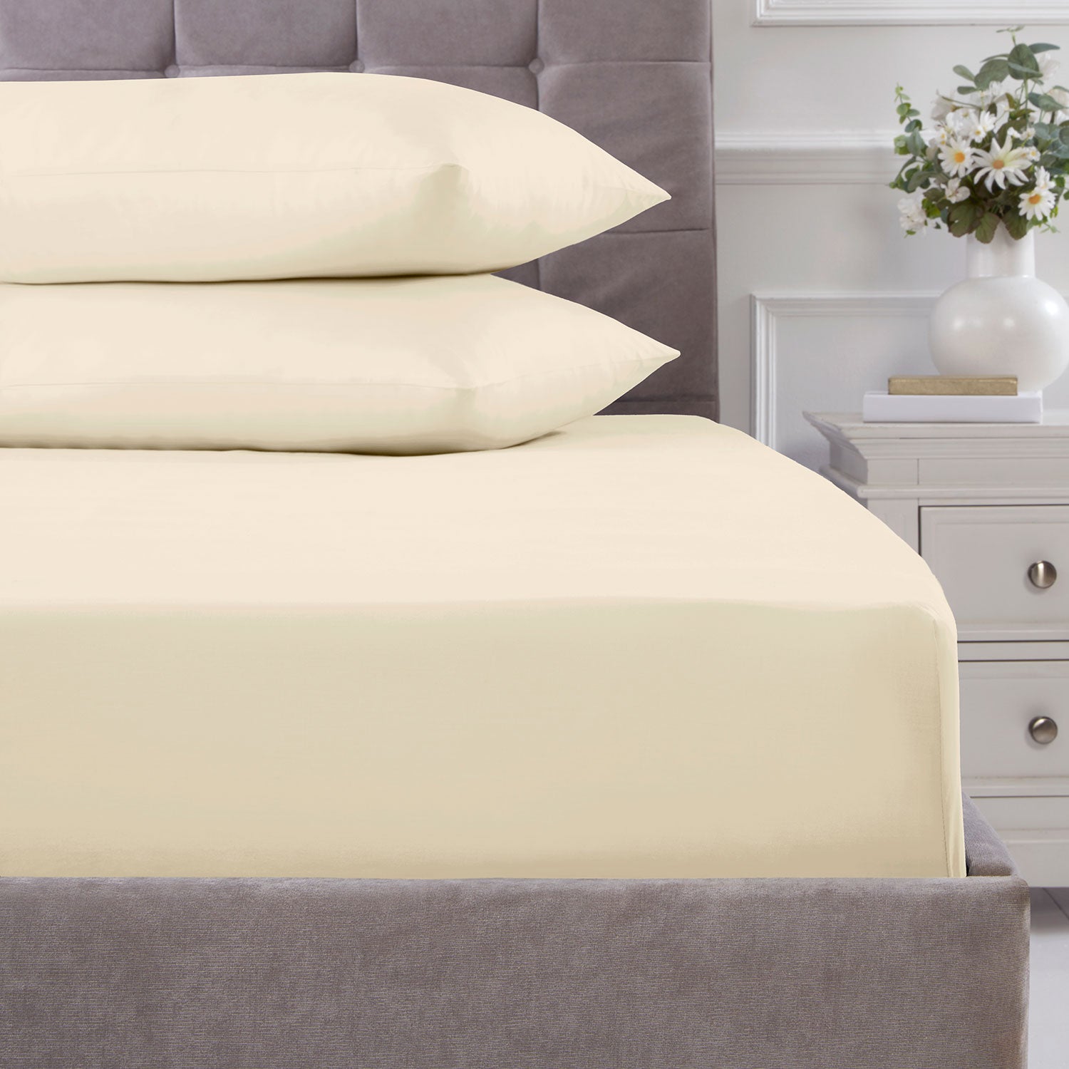 100% Cotton 180TC Lemon Fitted Sheet | Single, Double, King Size ...