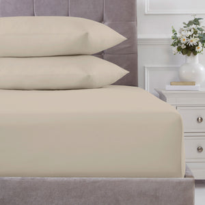 100% Cotton 180TC Natural Deep Fitted Sheet