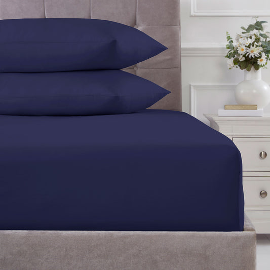 100% Cotton 180TC Navy Deep Fitted Sheet